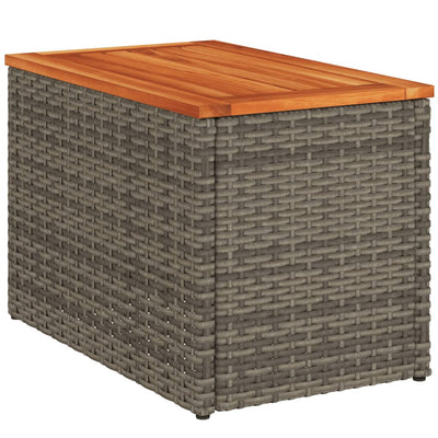 Puutarhan sivupöydät 2 kpl harmaa 55x34x37 cm polyrottinki puu