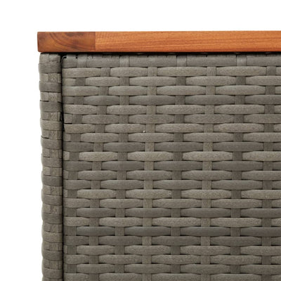 Puutarhan sivupöydät 2 kpl harmaa 55x34x37 cm polyrottinki puu