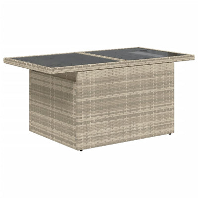 Puutarhapöytä lasipöytälevy v.harmaa 100x55x73 cm polyrottinki