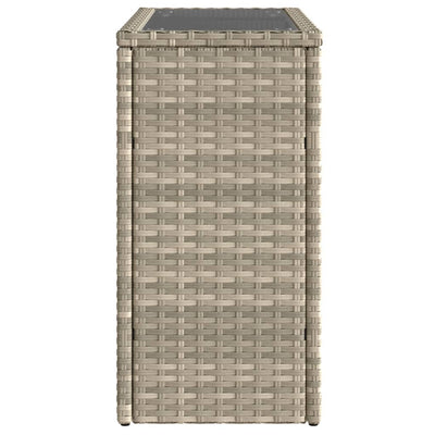 Puutarhan sivupöytä lasilevyllä harm. 58x27,5x55 cm PE-rottinki