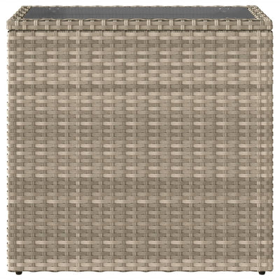 Puutarhan sivupöytä lasilevyllä harm. 58x27,5x55 cm PE-rottinki