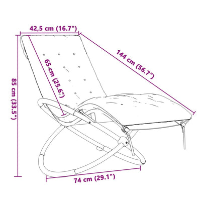 Geometrinen aurinkotuoli tyynyllä musta ja harmaa teräs