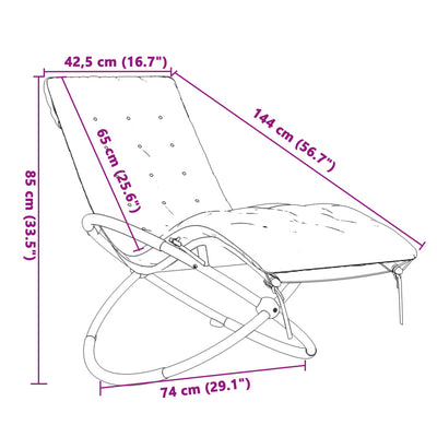 Geometrinen aurinkotuoli tyynyllä musta ja harmaa teräs