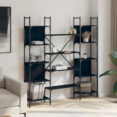 Kirjahylly musta 155,5x24x166,5 cm tekninen puu