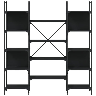 Kirjahylly musta 155,5x24x166,5 cm tekninen puu