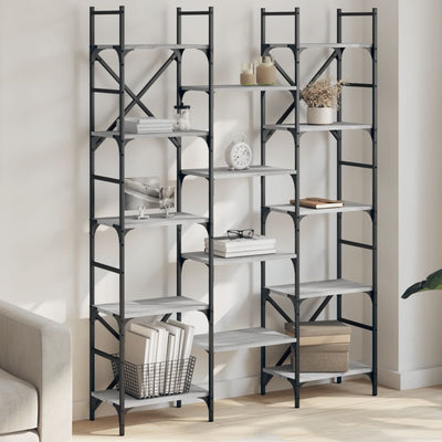 Harmaa kirjahylly Tina 127,5x28,5x172,5cm (puinen)