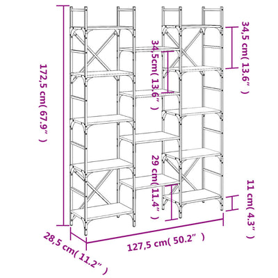 Kirjahylly ruskea tammi 127,5x28,5x172,5 cm tekninen puu