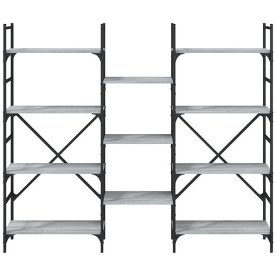 Harmaa kirjahylly Tina 160x28,5x136,5cm (puinen)