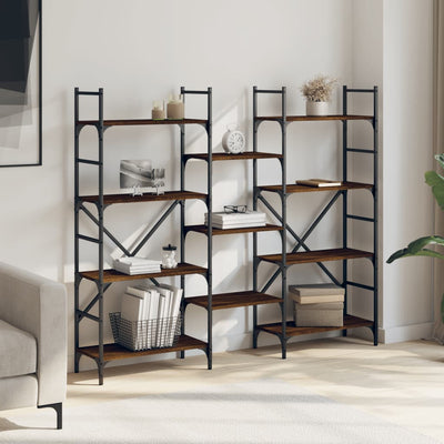 Kirjahylly ruskea tammi 160x28,5x136,5 cm lastulevy