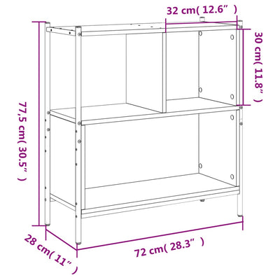 Kirjahylly musta 72x28x77,5 cm tekninen puu