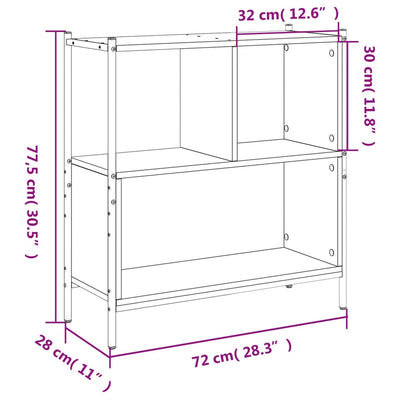 Kirjahylly savutammi 72x28x77,5 cm tekninen puu