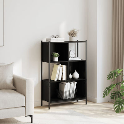 Kirjahylly musta 72x28x109 cm tekninen puu