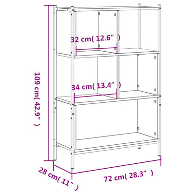 Kirjahylly musta 72x28x109 cm tekninen puu