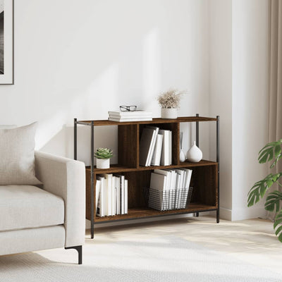 Kirjahylly ruskea tammi 102x28x77,5 cm tekninen puu