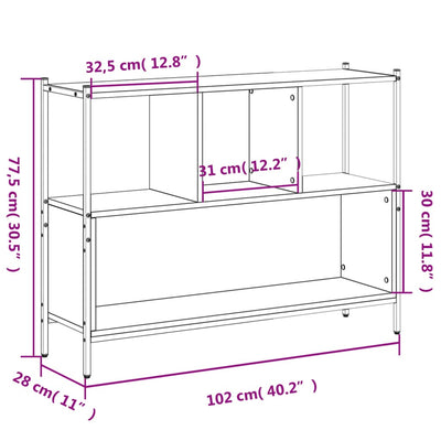 Kirjahylly ruskea tammi 102x28x77,5 cm tekninen puu