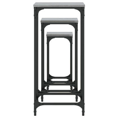 Harmaa sivupöytäsarja Coti (3 kpl sonoma puinen)