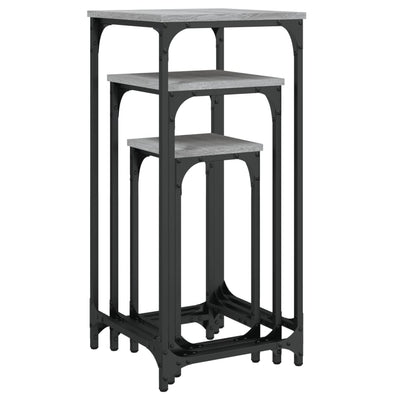 Harmaa sivupöytäsarja Coti (3 kpl sonoma puinen)