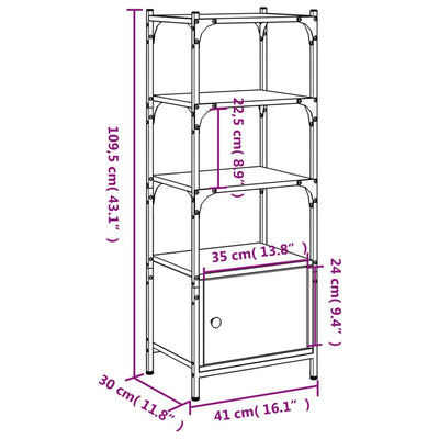 Harmaa kirjahylly Marisina 41x30x109,5cm (3 tasoa sonoma puinen)