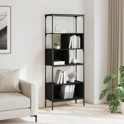 Kirjahylly 5 tasoa musta 76x33x188,5 cm tekninen puu