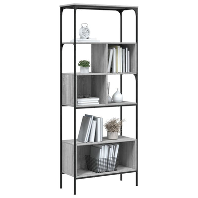 Kirjahylly 5 tasoa harmaa Sonoma 76x33x188,5 cm tekninen puu