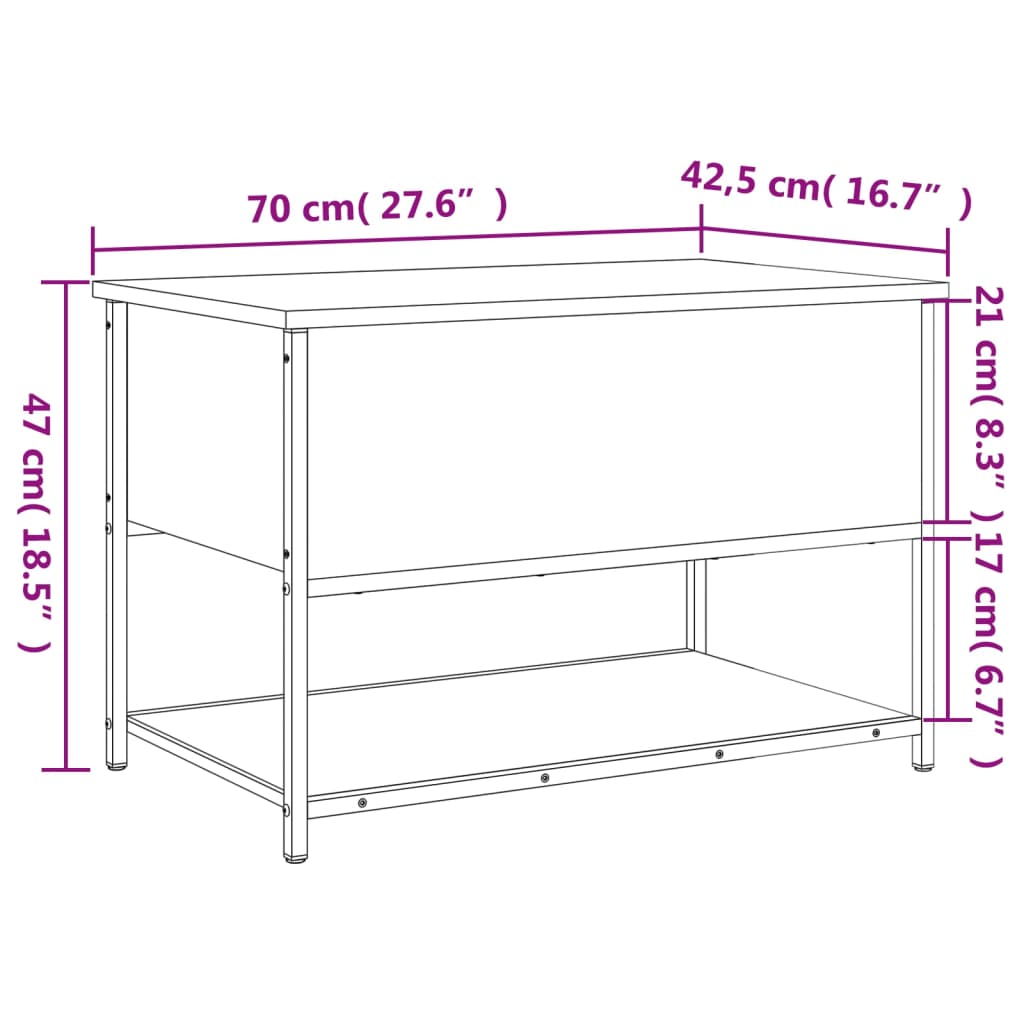 Ruskea säilytyspenkki Benita 70x42,5x47cm (puinen)