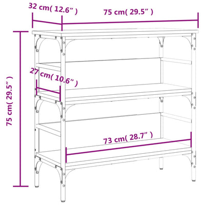 Konsolipöytä ruskea tammi 75x32x75 cm tekninen puu
