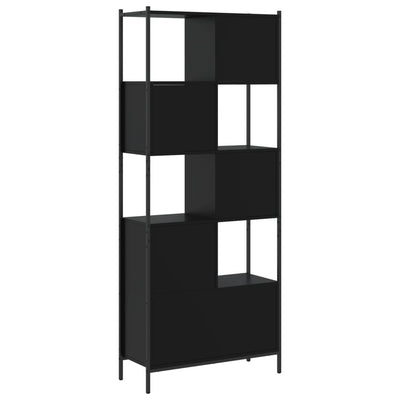 Kirjahylly musta 72x28x172 cm tekninen puu