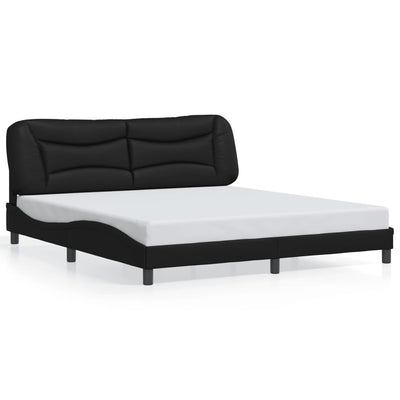 Sängynrunko päätylevyllä musta 180x200 keinonahka