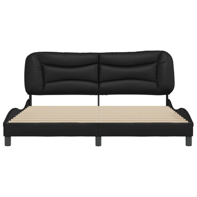 Sängynrunko päätylevyllä musta 180x200 keinonahka