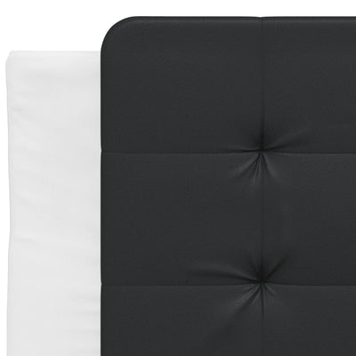 Sängynrunko päädyllä valkoinen ja musta 80x200 cm keinonahka