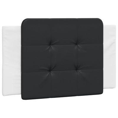 Sängynrunko päädyllä valkoinen ja musta 90x200 cm keinonahka