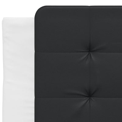 Sängynrunko päädyllä valkoinen ja musta 90x200 cm keinonahka
