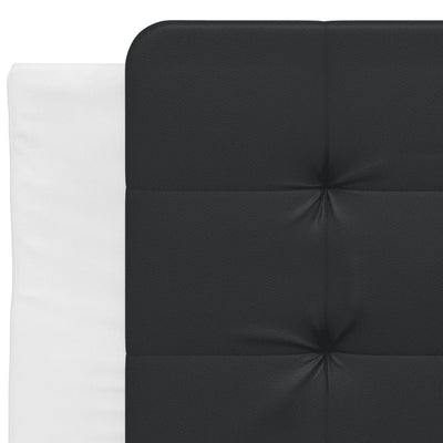 Sängynrunko päädyllä valkoinen ja musta 100x200 cm keinonahka