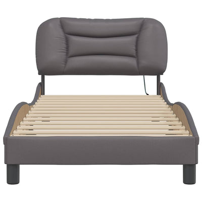 Harmaa sängynrunko Arielle 90x190cm (led-valoilla keinonahka)