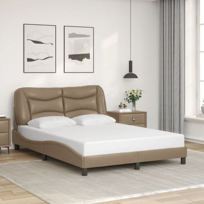 Sängynrunko LED-valoilla cappuccino 140x190 cm keinonahka
