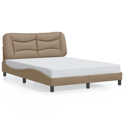 Sängynrunko LED-valoilla cappuccino 140x190 cm keinonahka
