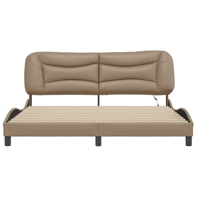 Cappuccino sängynrunko Arielle 180x200cm (led-valoilla keinonahka)