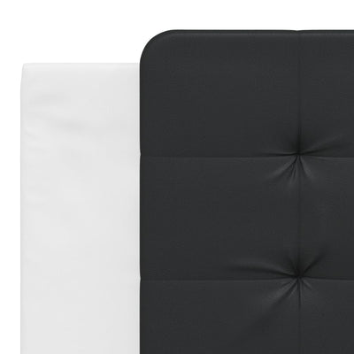 Sängynrunko LED-valoilla valkoinen/musta 180x200 cm keinonahka