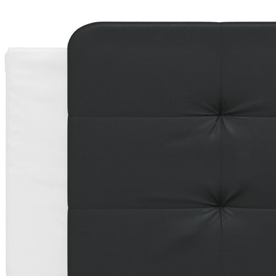 Sängynrunko LED-valoilla valkoinen/musta 200x200 cm keinonahka