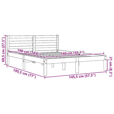 Vahanruskea sängynrunko Benno 140x190cm (mänty)