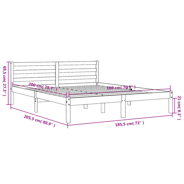 Sängynrunko ilman patjaa vahanruskea 180x200 cm täysi mänty