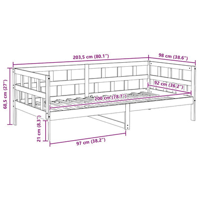 Vahanruskea sohvasänky Nuri 90x200cm (mänty)