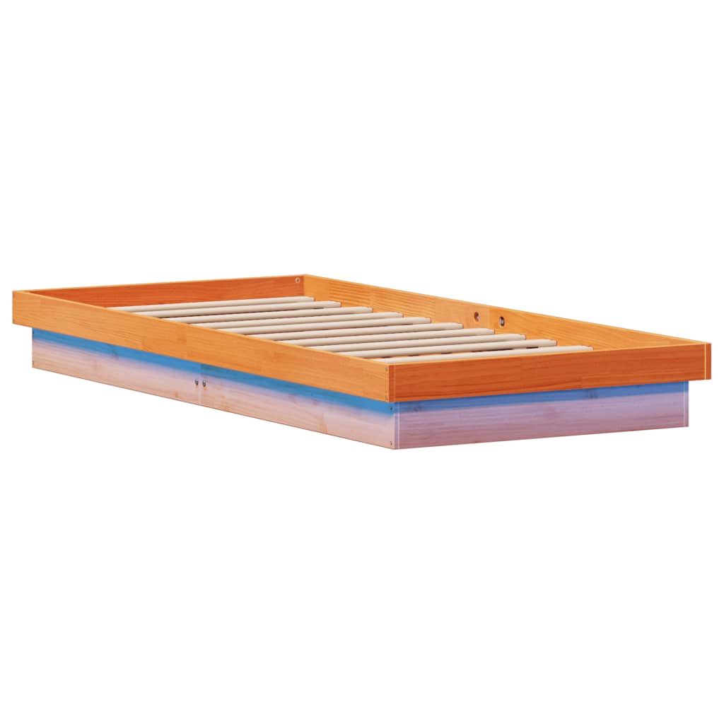 Vahanruskea led-sängynrunko Margretta 100x200cm (mänty)