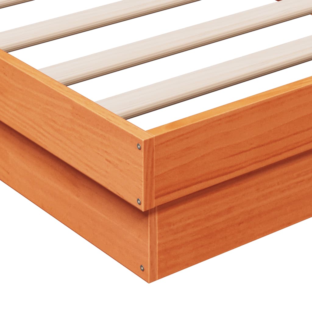 Vahanruskea led-sängynrunko Margretta 100x200cm (mänty)