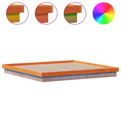 Vahanruskea led-sängynrunko Margretta 200x200cm (mänty)