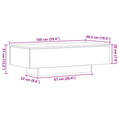 Sohvapöytä Sonoma-tammi 100x49,5x31 cm tekninen puu