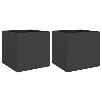 Kukkalaatikot 2 kpl musta 42x40x39 cm teräs