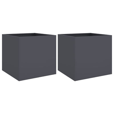 Kukkalaatikot 2 kpl antrasiitti 42x40x39cm kylmävalssattu teräs