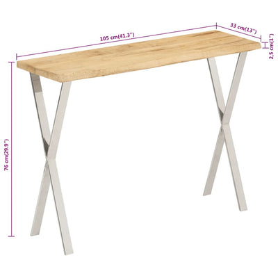 Konsolipöytä elävillä reunoilla 105x33x76 cm täysi mangopuu