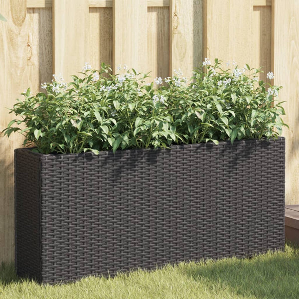 Ulkokukkalaatikot 2 ruukkua 2kpl musta 90x20x40 cm polyrottinki